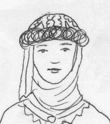 Woman with large headscrarf under fur hat